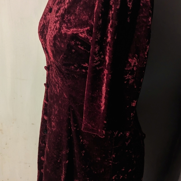 Alixander crushed red velvet vintage dress Y2K goth medium Victorian berry - Picture 2 of 9